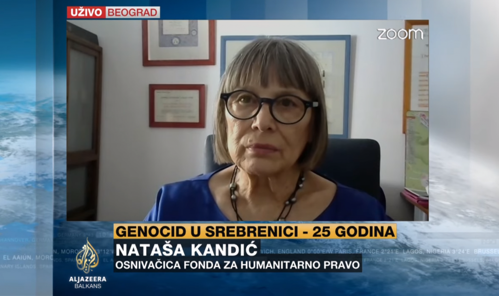 Nataša Kandić o Srebrenici i Srbiji uživo na AlJazeera Balkans (Izvor: AJB)