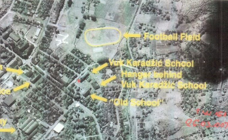 Lokacije stadiona i osnovne škole. Foto: Arhivski materijal Haškog tribunala iz predmeta protiv Radovana Karadžića
